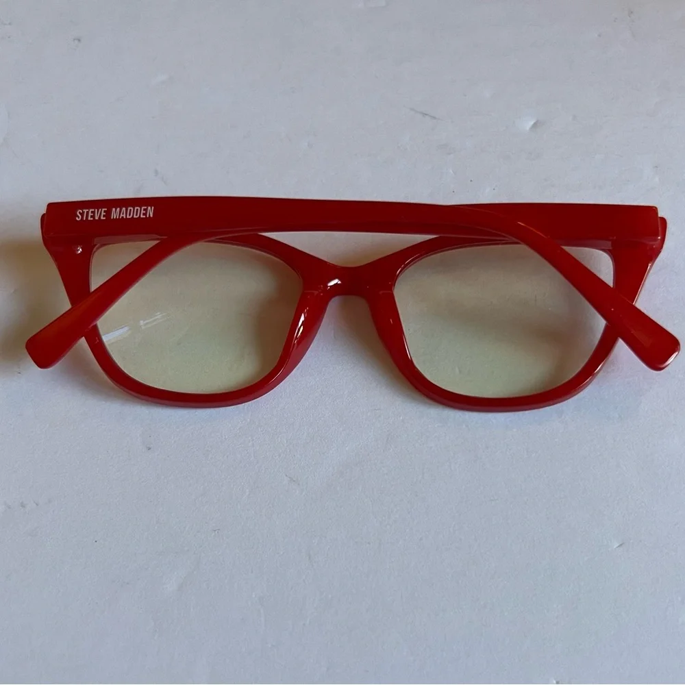 STEVE MADDEN BLUE LIGHT READING GLASSES NO MAGNIFICATION RED NWOT